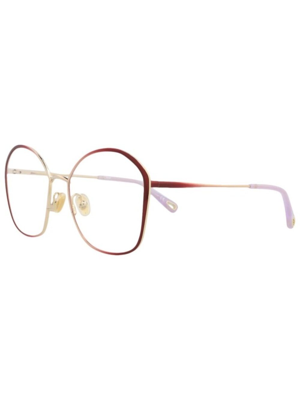 New Chloé Women's Eyeglasses Square Rectangle Metal Frame Burgundy Burgundy Eye